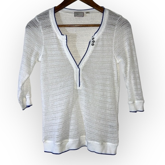 Anthropologie postage stamp open knit sweater SIZE EXTRA SMALL - Picture 2 of 6